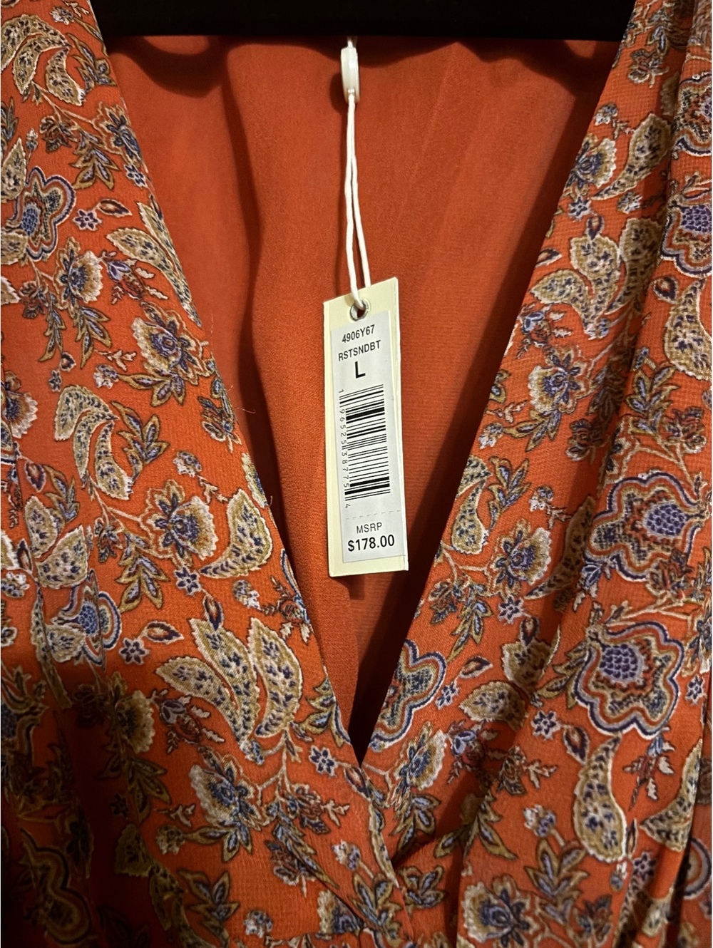 Beautiful Fall Boho Orange Dress- Size Large - Picture 2 of 4